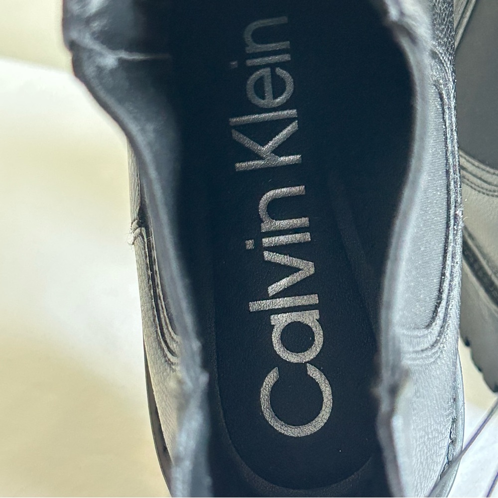 Calvin Klein Black Men’s Leather Chelsea Boots Size 8.5 - Picture 5 of 6